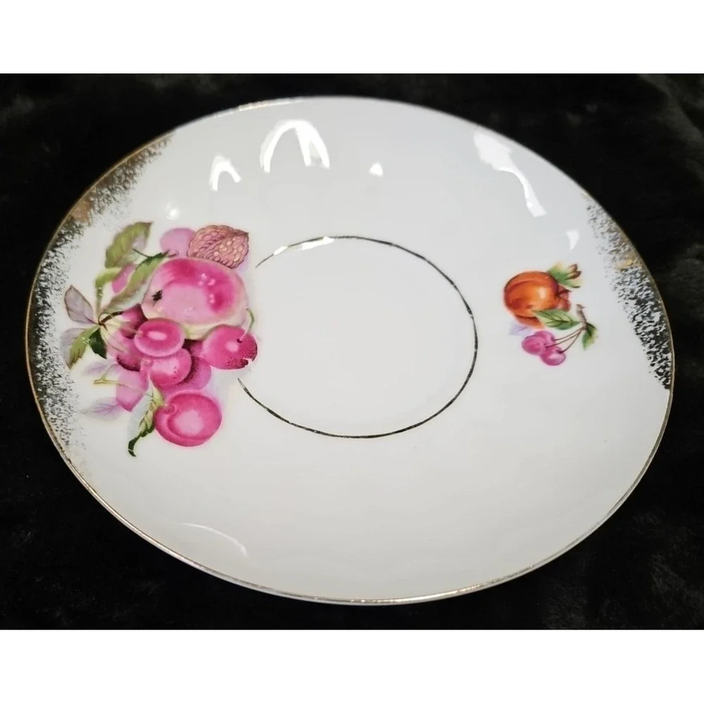 Royal Sealy hand-painted fruit design cup and‎ saucer set